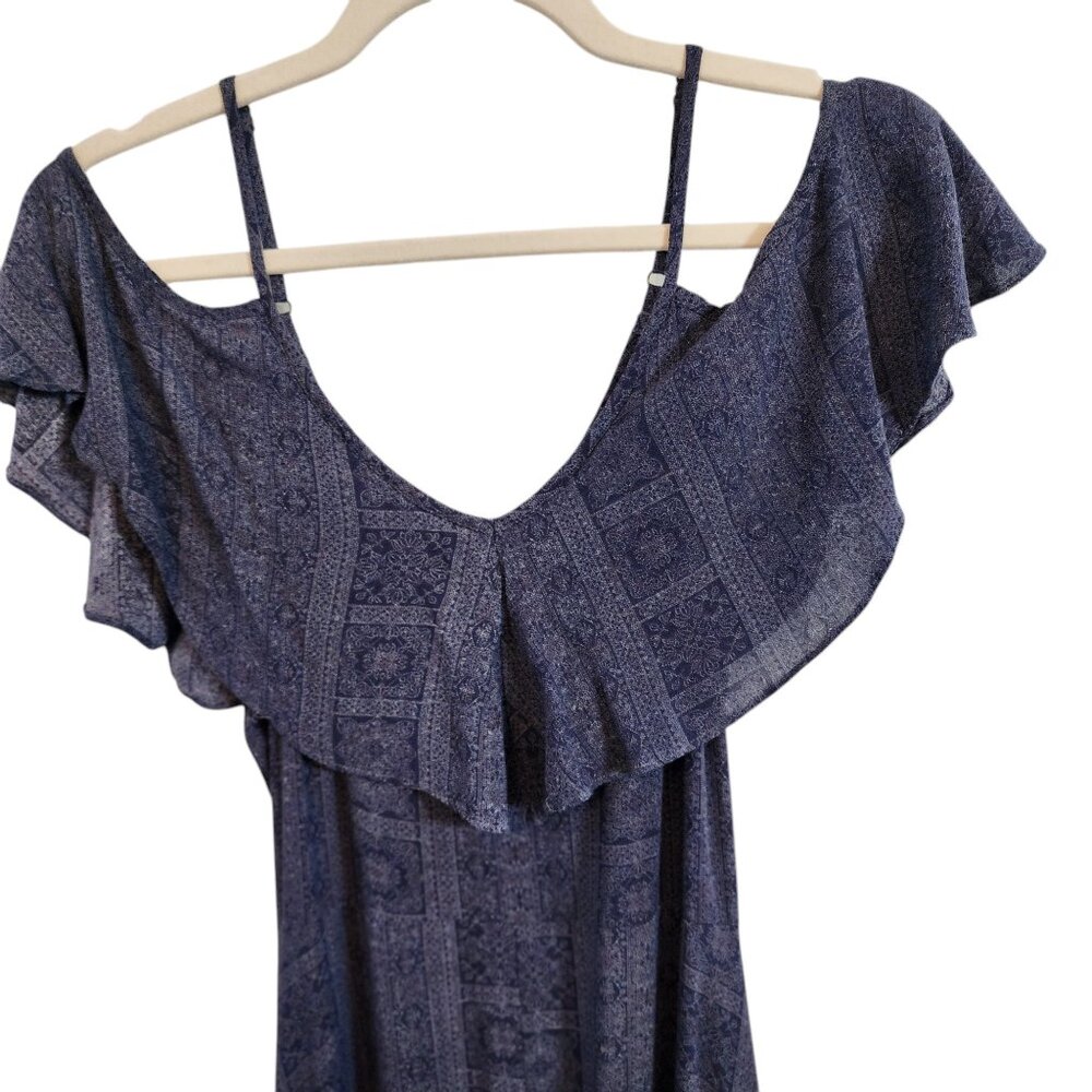 Rewind Hi Low Maxi Dress Blue and White Size M - Picture 2 of 5